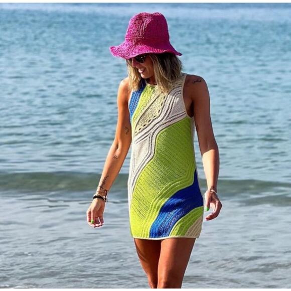 ZARA BLOGGER FAVORITE COLORFUL CROCHETED DRESS - Picture 1 of 13